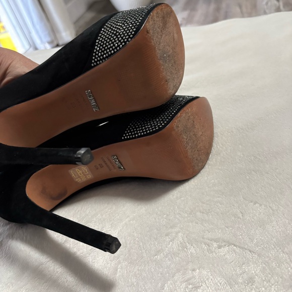 Schutz Black Platform studded Stiletto Heels 8B - Picture 5 of 6